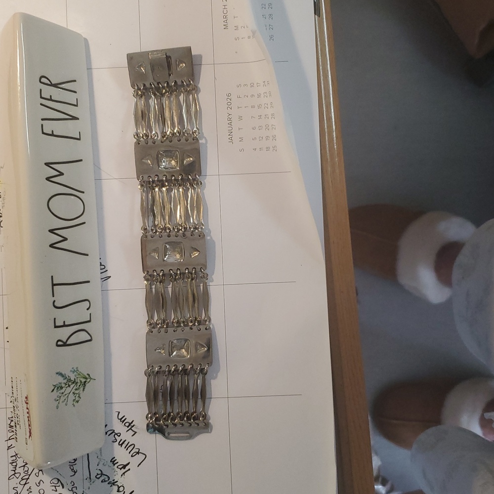 Vintage Taxco Mexico Sterling Silver925 A Wide Multi-Row Panel Link Bracelet - Picture 13 of 16
